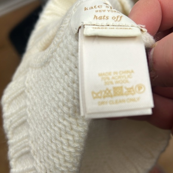Kate Spade Cream Ribbed Beanie Hat - Picture 5 of 9